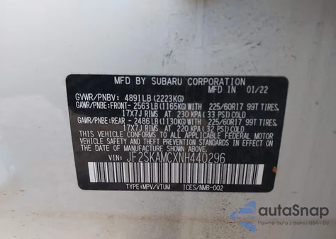 2022 Subaru Forester Wilderness from USA, damaged, VIN JF2SKAMCXNH440296